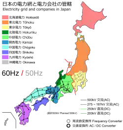 carte du réseau électrique japonais