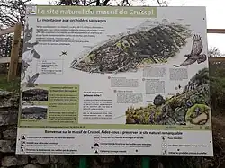 Panneau d'accueil au site naturel du massif de Crussol.