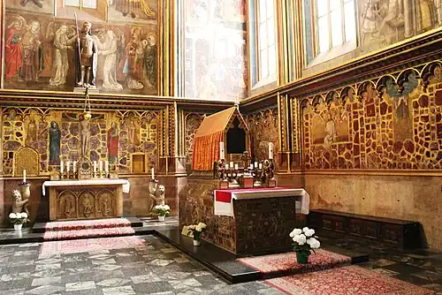 Intérieur de la chapelle Saint-Venceslas (XIVe s), à Prague, en mai 2014.