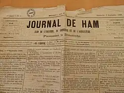 Première édition du Journal de Ham, le dimanche 2 septembre 1866