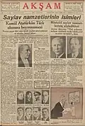 Premières élections des minorités de Turquie - Akşam, 1935 (Atatürk, Berç Keresteciyan et Nikola Taptas).