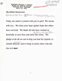 Mémo dactylographié de quelques lignes écrit en anglais.