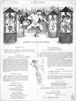 Article ironisant sur le Macbeth de Verdi joué au Théâtre Lyrique le 13 mai 1865