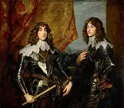 Les princes palatins Charles Louis et Rupert, exilés en Angleterre, portraits par Anton van Dyck en 1637.