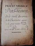 Page de garde des Procès verbaux de la société des amis de la constitution de la Croix-Rousse