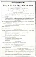 Une feuille avec une colonne titrée "Jeux olympiques de 1896"