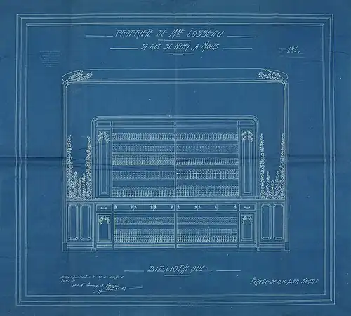 Projet de décor de la bibliothèque de Léon Losseau