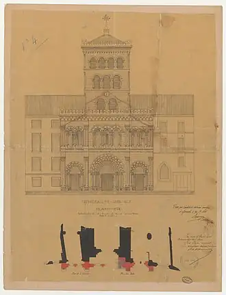 Projet d'Alfred Berruyer : façade (1863) (Archives nationales).