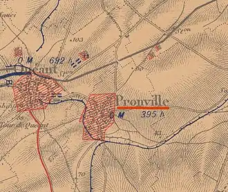 La carte des régions dévastées en 1919 montre que le village est complètement détruit.