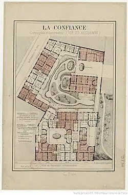 Plan de l'ensemble immobilier des Nos&nbsp;171, 173 et 175 rue du Faubourg-Poissonnière et Nos&nbsp;46, 48 et 50 rue de Dunkerque.