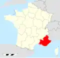 Carte situant la Provence-Alpes-Côte d'Azur en France