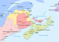 L'Acadie et les aires culturelles voisines dans les provinces maritimes.