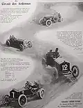 Publicité Lorraine-Dietrich après le Circuit des Ardennes d'août 1906 (les 4 voitures 130HP engagées sont classées dans les 7 premiers).