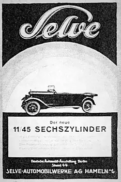 Publicité de la « Selve Automobilwerke AG »