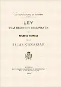 Réédition du texte de la loi des ports francs des Canaries (1852)