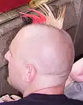Exemple de coiffure inspiré de la crête punk.