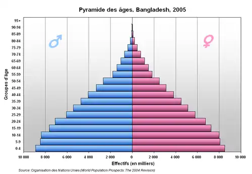 Pyramide des âges, en 2005.