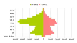 Pyramide des âges au Koweït en 2020
