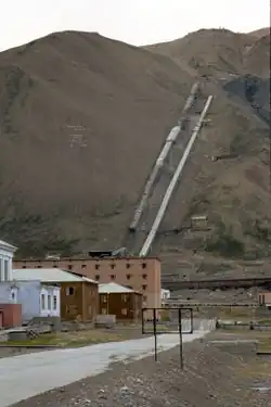 Le funiculaire de la mine.