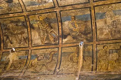 Fresque murale à Qasr Amra, VIIIe siècle.