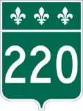 Panneau route 220