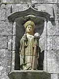 Église paroissiale Saint-Ouen : porche sud, statue de saint Ouen.