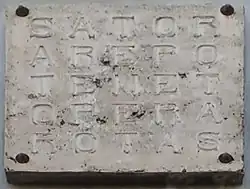 Plaque magique du Sator d’Ascoli Satriano (Italie).