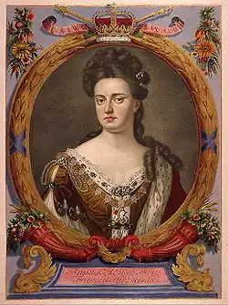 Portrait en forme de médaillon d'une aristocrate du XVIIIe siècle.