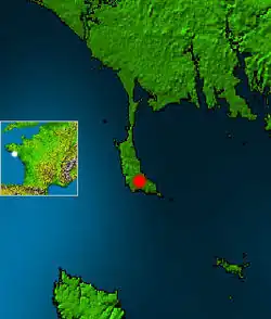 Quiberon sur une carte de la NASA.