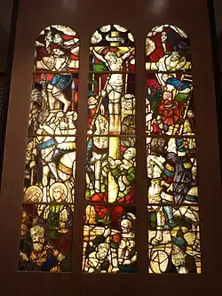 Vitrail La Crucifixion du Christ entre le Bon et le Mauvais larron (provenance inconnue, XVIe ou XVIIe&nbsp;siècle).