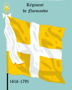Drapeau du régiment de Normandie créé en 1616 à partir des bandes de Normandie.