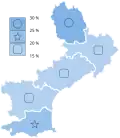 Résultats de l'Union pour un mouvement populaire lors du premier tour des élections régionales de 2010 en Languedoc-Roussillon.