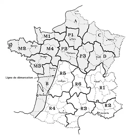 Les différentes régions de la Résistance française pendant la Seconde Guerre mondiale.