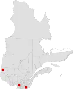 Répartition des associations membres de la FEUQ selon les régions.