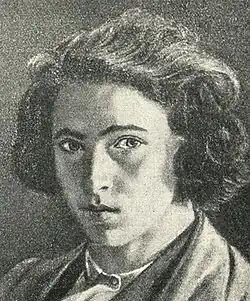 Portrait au crayon d'un jeune homme chevelu.