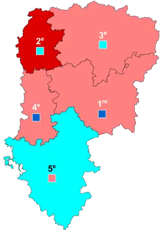 Nuance politique des candidats arrivés en tête dans chaque circonscription au 1er tour dans l'Aisne avec celle des candidats se maintenant au second tour.