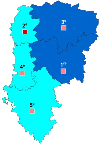 Nuance politique des candidats arrivés en tête dans chaque circonscription au 1er tour dans l'Aisne avec celle des candidats se maintenant au second tour.