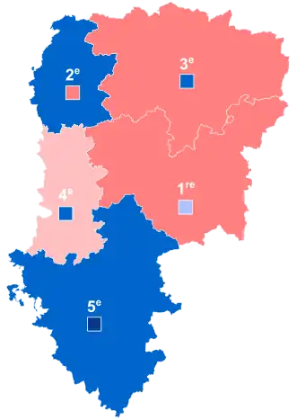 Nuance politique des candidats arrivés en tête dans chaque circonscription au 1er tour dans l'Aisne avec celle des candidats se maintenant au second tour.