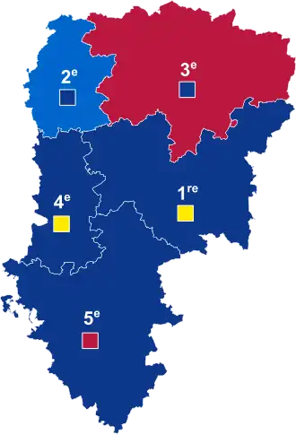 Nuance politique des candidats arrivés en tête dans chaque circonscription au 1er tour dans l'Aisne avec celle des candidats se maintenant au second tour.