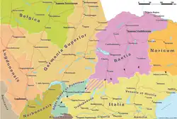 Provinces romaines des Alpes vers 150 ap. J.-C.