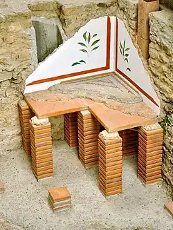 Tubulus inséré dans le mur d'un système par hypocauste.