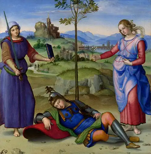 Raphaël, Le Songe du chevalier, 1504, National Gallery, Londres