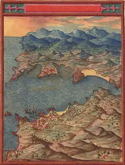 L'Estuaire de l'Eo d'après un dessin de Pedro Teixeira en 1634.
