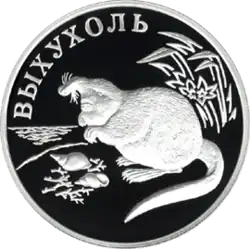 Desman de Russie sur une pièce commémorative.