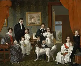 Portrait de la famille Baud dans leur maison de campagne à Voorburg, entre 1831 et 1832, Amsterdam, Rijksmuseum.