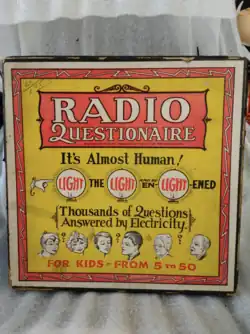 Jeu éducatif et de circuit Radio questionnaire édité par Durable Toy & Novelty en 1928