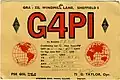 Carte QSL de G4PI, Grande-Bretagne (1947).