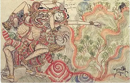 Scène du Ramayana, vers 1890, Leyde, Bibliothèque universitaire de Leyde.