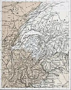 Carte présentant un projet de rattachement du Chablais et du Faucigny à la Suisse.