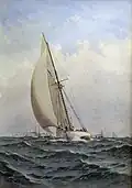 Reaching After the Cup Defender vs Valkyrie III, The America’s Cup, third match, on 12 September 1895